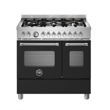 BERTAZZONI MAS96L2ENET Κουζίνα Ηλεκτρική με 2 Φούρνους και Εστίες Αερίου 90cm Μαύρο